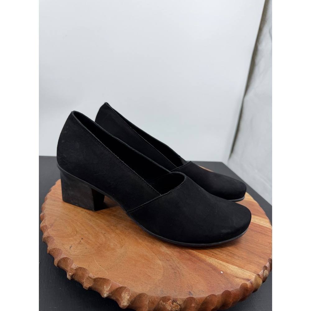 Arche Nubuck Leather Block Heel Pumps Women 42 10 Black V-Cut Made in Croatia